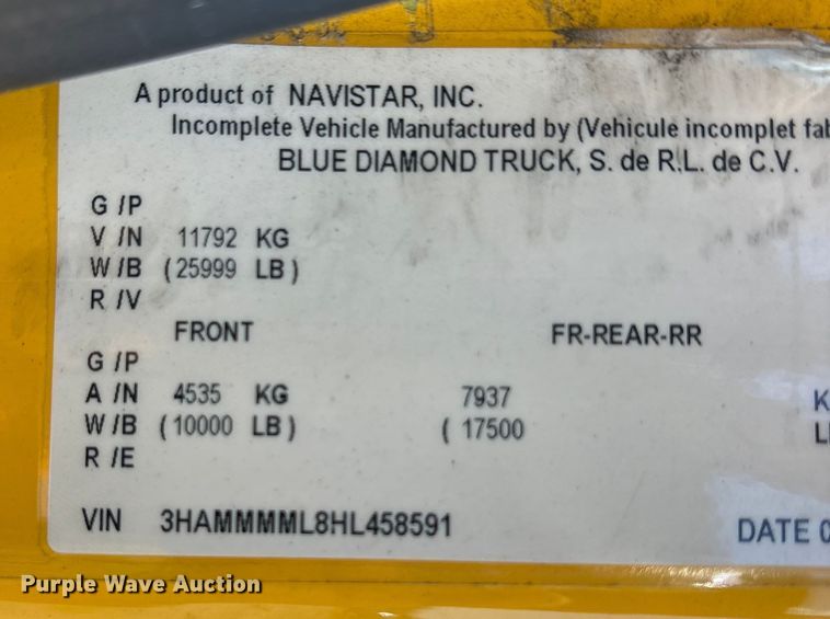 image for item YA0696 2017 International 4300 box truck