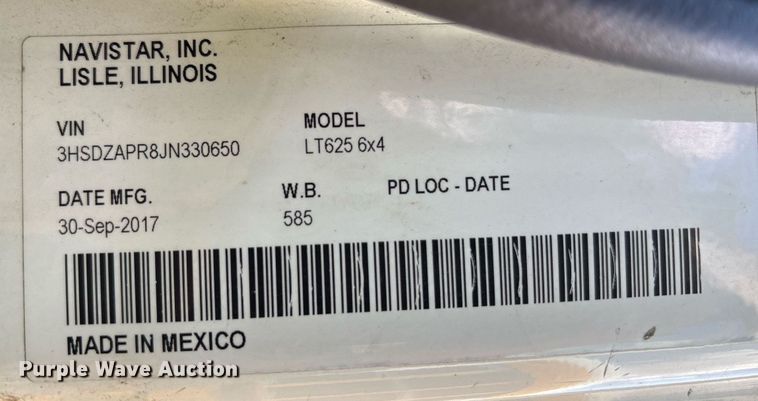 image for item YA0702 2018 International LT625 semi truck