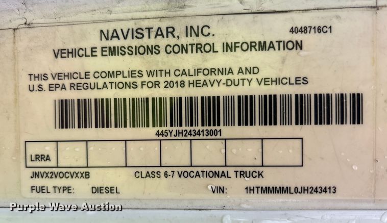 image for item YA0785 2018 International 4300 box truck