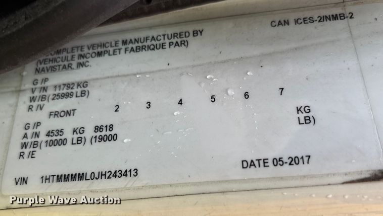 image for item YA0785 2018 International 4300 box truck