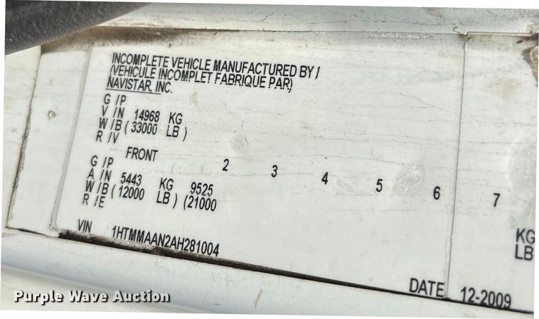 image for item YA0833 2010 International 4300 truck cab and chassis