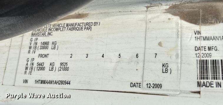image for item YA0836 2010 International 4300 truck cab and chassis
