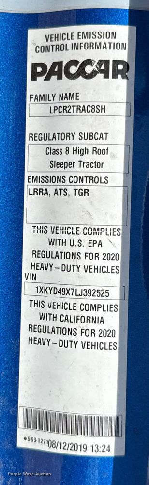 image for item YA0977 2020 Kenworth T680 semi truck