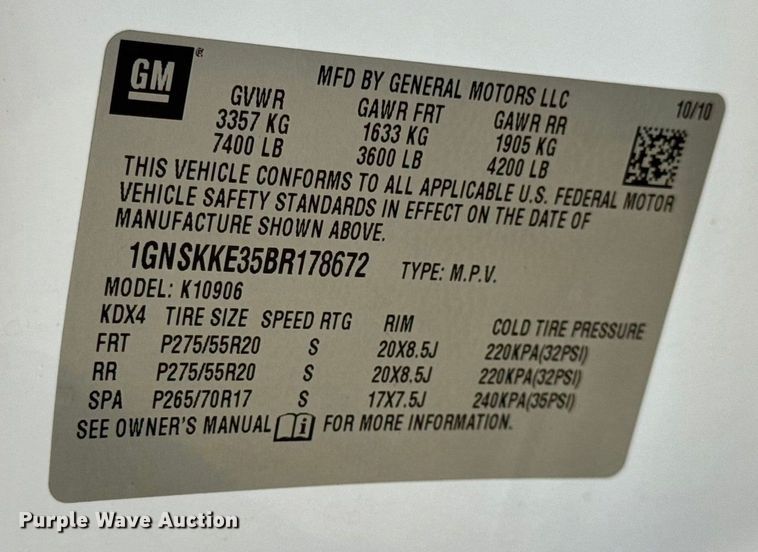 image for item DO2234 2011 Chevrolet Suburban 1500 SUV