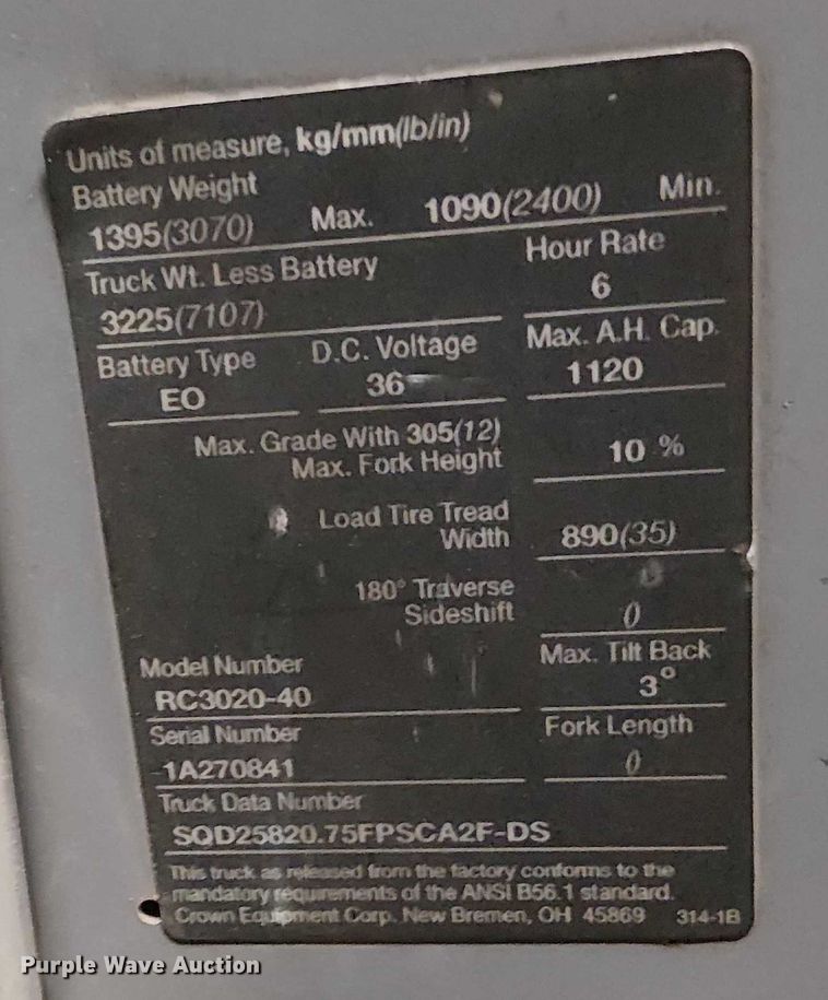image for item DT6298 crown Cascade sideshifter 55S-SSS-AO2 forklift