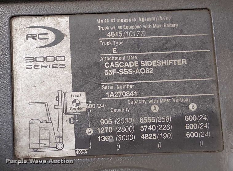 image for item DT6298 crown Cascade sideshifter 55S-SSS-AO2 forklift