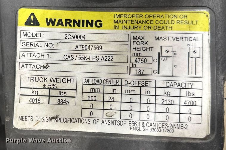 image for item DT6370 Caterpillar 2C50004 forklift