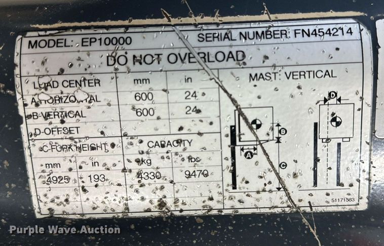 image for item DT6371 Caterpillar EP10000 forklift