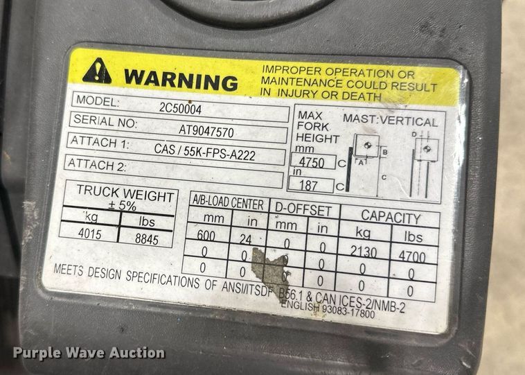 image for item DT6372 Caterpillar 2C50004 forklift