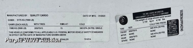 image for item DU1296 2023 Quality Cargo enclosed cargo trailer