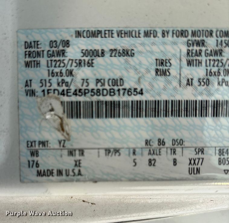 image for item DU1298 2008 Ford E450 shuttle bus