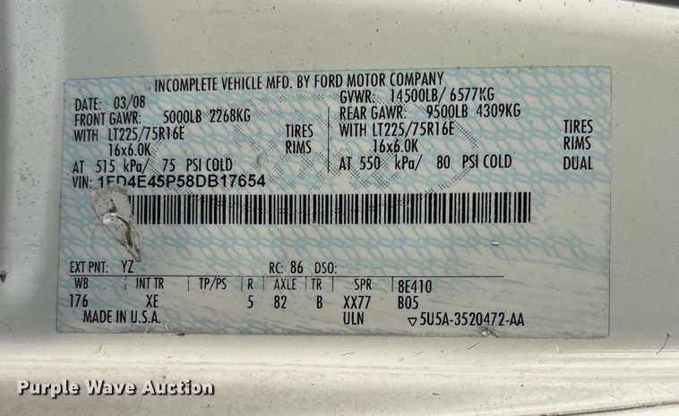 image for item DU1298 2008 Ford E450 shuttle bus