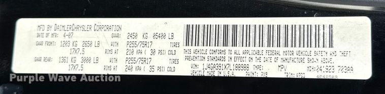 image for item DX5757 2007 Jeep Wrangler flatbed pickup truck