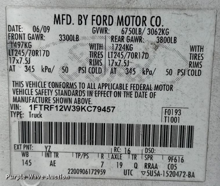 image for item DX5759 2009 Ford F150 pickup truck