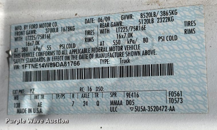 image for item DX5764 2009 Ford E150 van