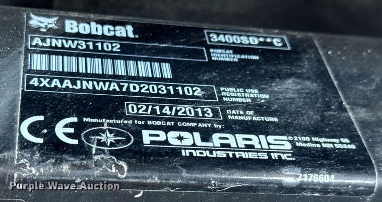 image for item DY0033 2013 Polaris 3400XL utility vehicle