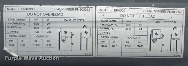 image for item DY1137 Caterpillar EP4000 forklift