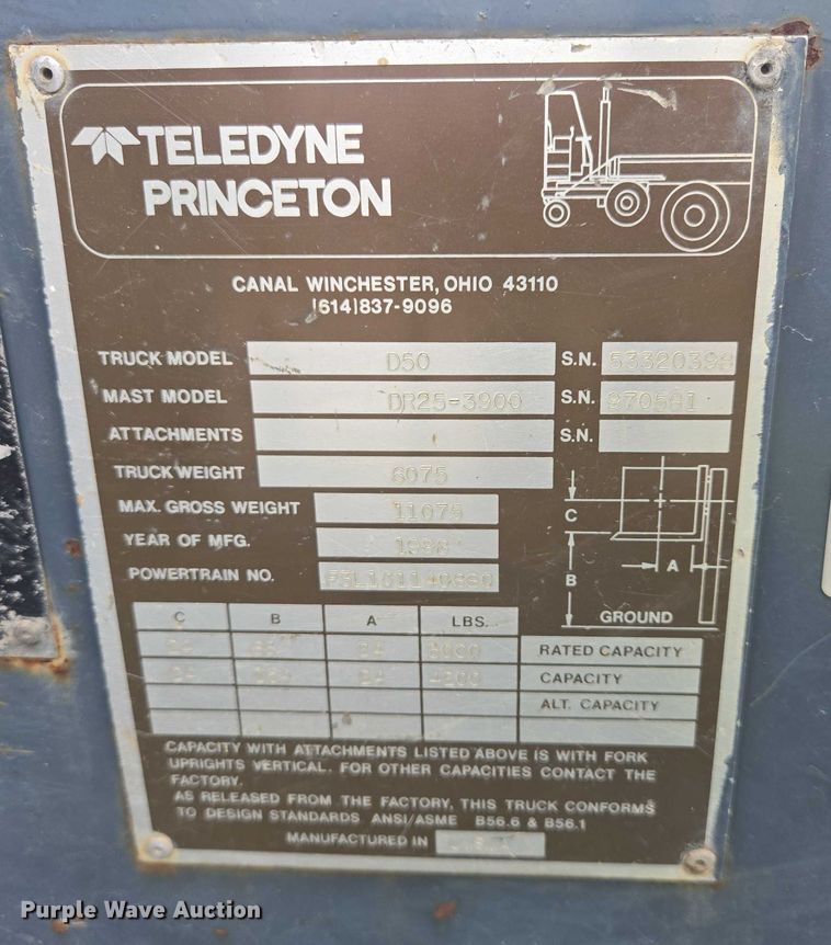 image for item DY1140 1998 Princeton D50 forklift