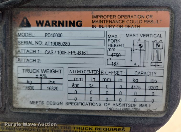 image for item DY1176 Caterpillar PD10000 forklift