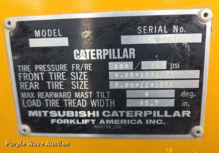 image for item DY1190 Caterpillar GP40 forklift