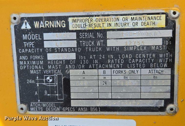 image for item DY1190 Caterpillar GP40 forklift