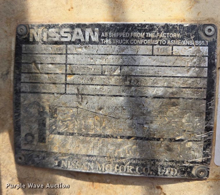 image for item DY1191 Nissan 60 forklift