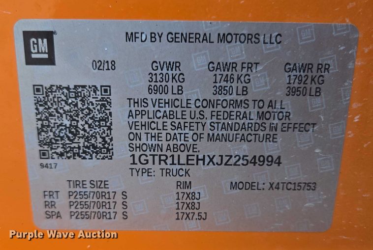 image for item DY1216 2018 GMC Sierra 1500 Double Cab pickup truck