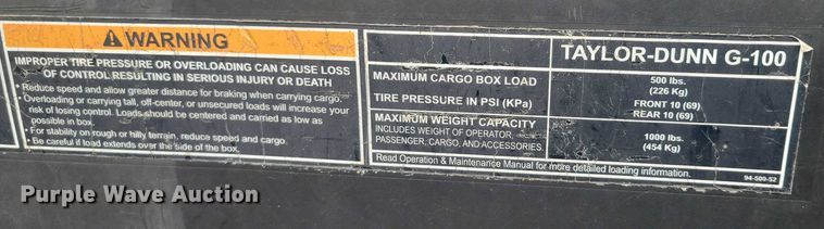 image for item DZ6500 2019 Polaris G100 utility vehicle