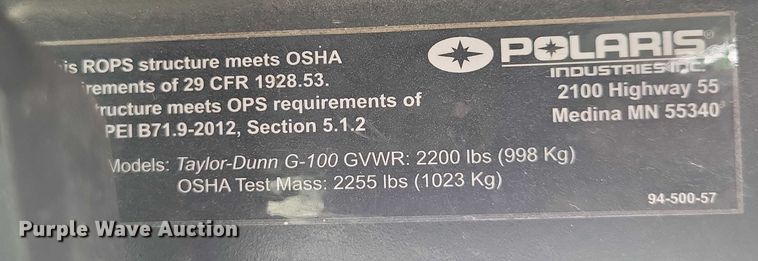 image for item DZ6500 2019 Polaris G100 utility vehicle