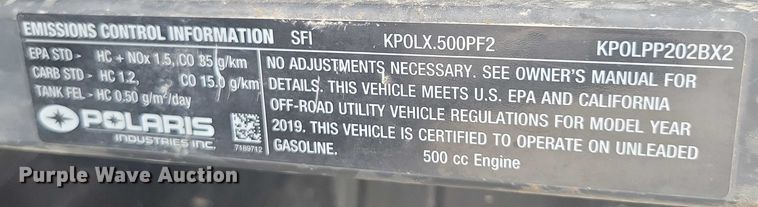 image for item DZ6500 2019 Polaris G100 utility vehicle