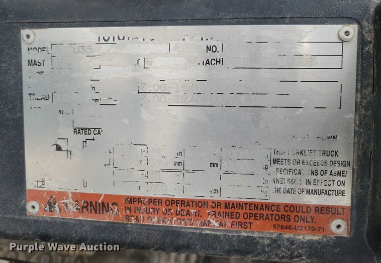 image for item DZ6503 2001 Toyota 7FGU35 forklift