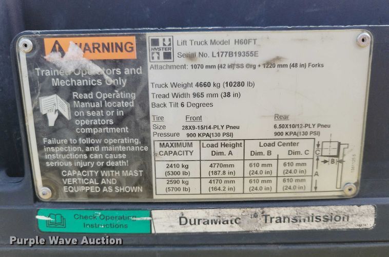 image for item DZ6506 Hyster H60FT forklift