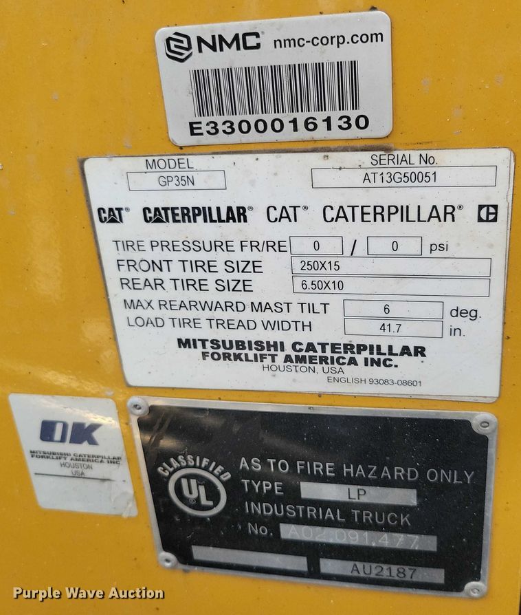image for item DZ6510 Caterpillar GP35N forklift
