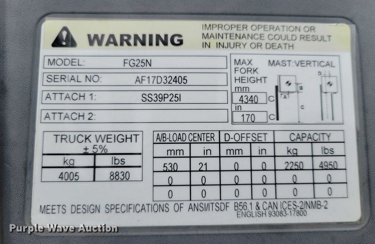 image for item DZ6511 Mitsubishi FG25N forklift