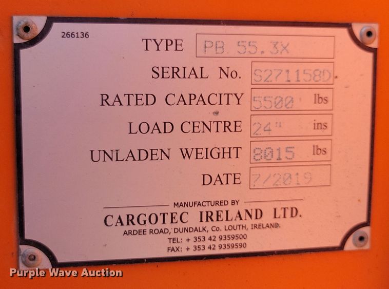 image for item DZ6513 2019 Carotec Princeton forklift