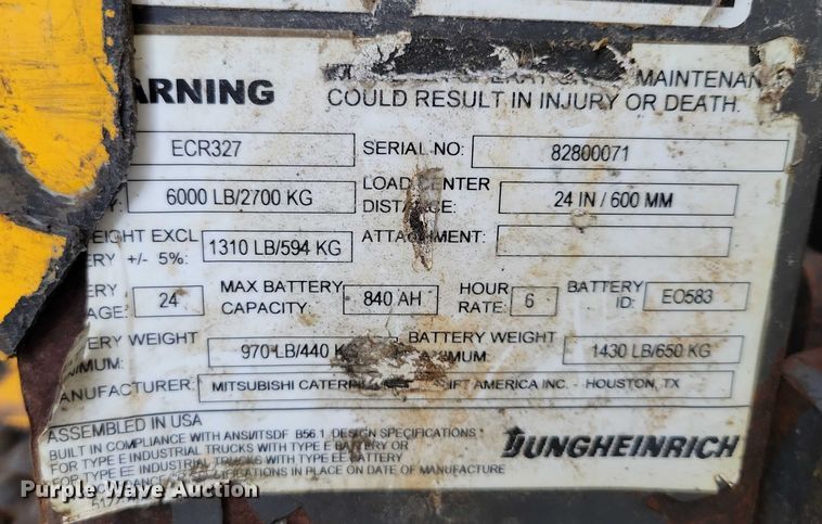 image for item DZ6514 Jungheinrich ECR 327 pallet jack