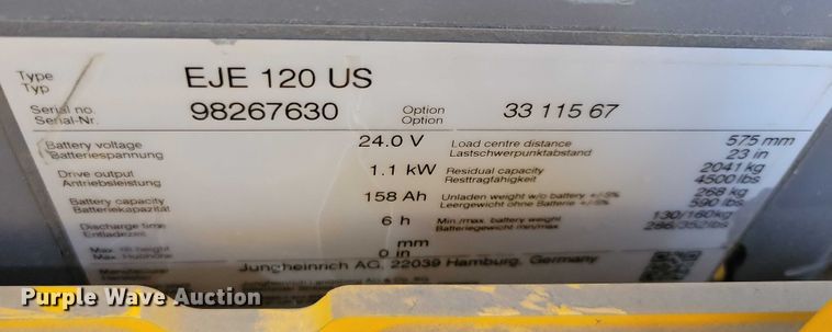 image for item DZ6515 Jungheinrich EJE 120 pallet jack