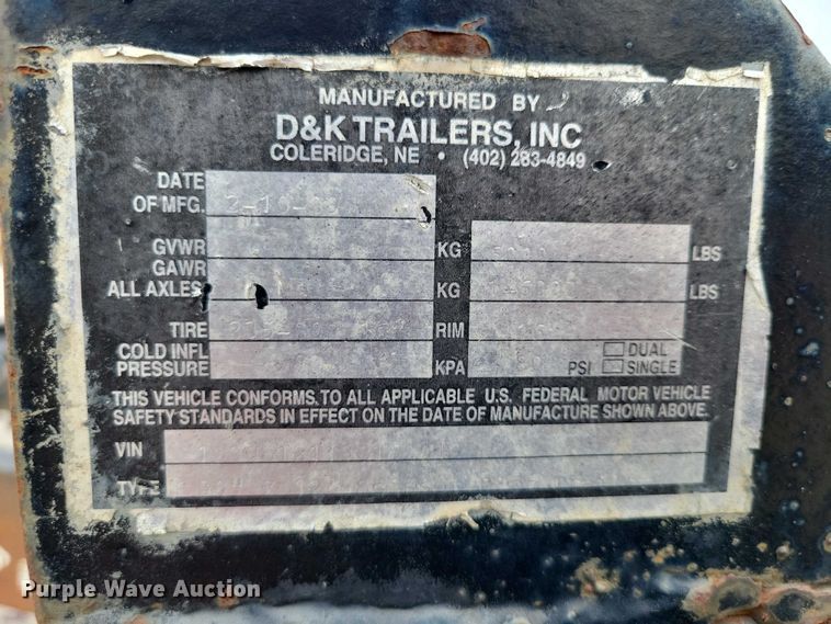 image for item DZ6536 2009 D&K utility trailer