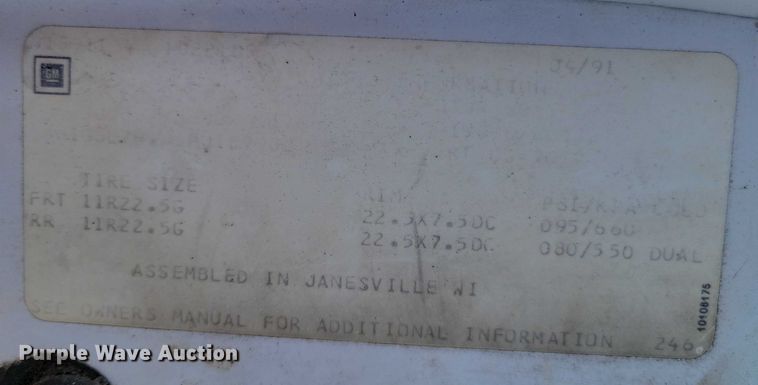 image for item DZ6544 1991 Chevrolet  Kodiak hook lift truck