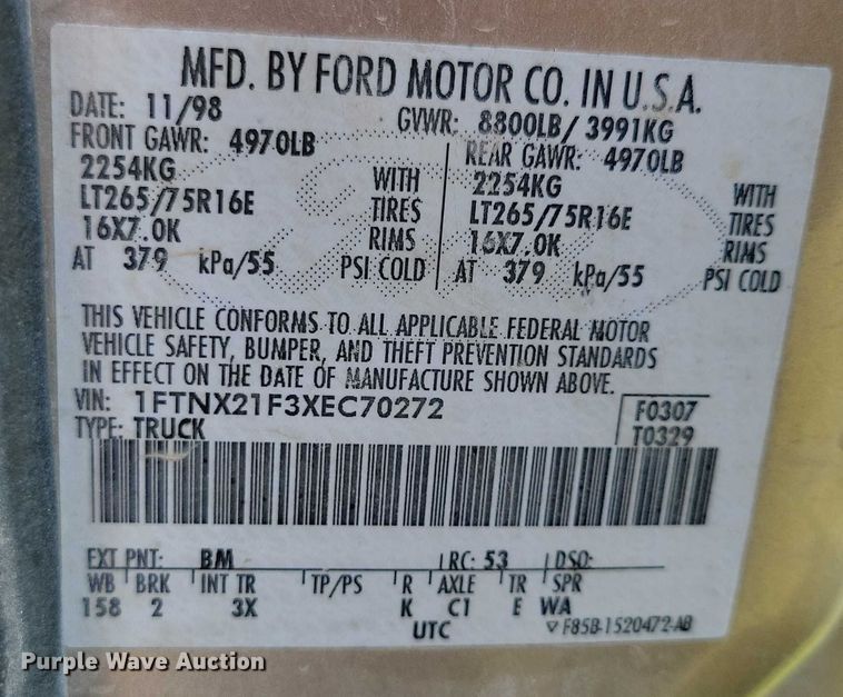 image for item DZ6563 1999 Ford F250 SuperCab pickup truck