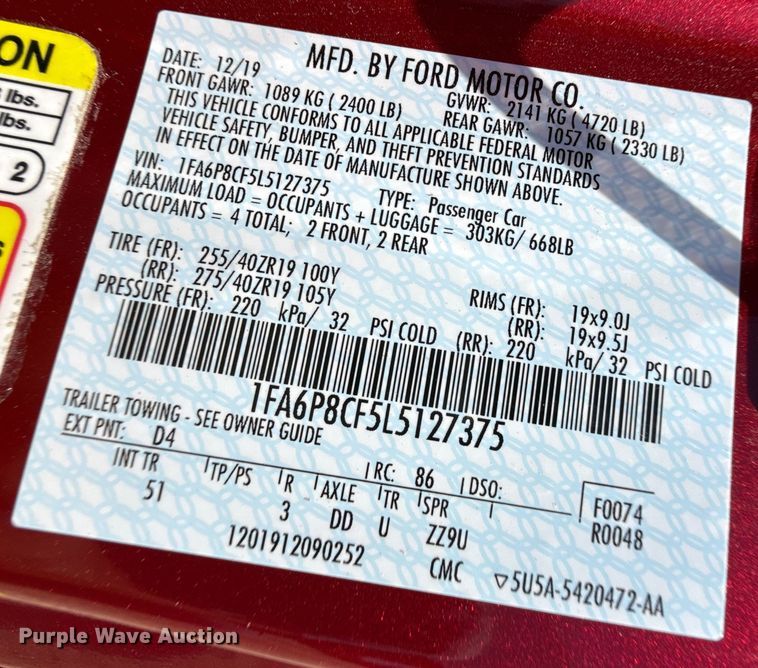 image for item DZ8967 2020 Ford Mustang Jack Roush Edition 