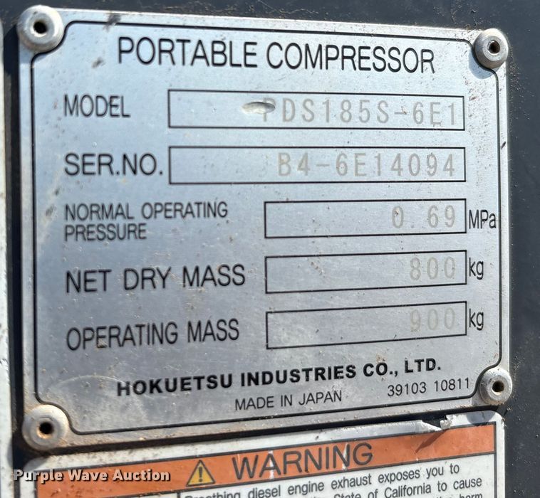 image for item EA7522 Airman PDS185S-6E1 air compressor