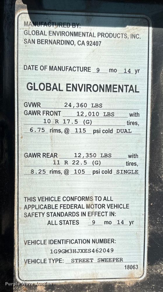 image for item EC4408 2014 Global Environmental Products Inc Street sweeper sweeper