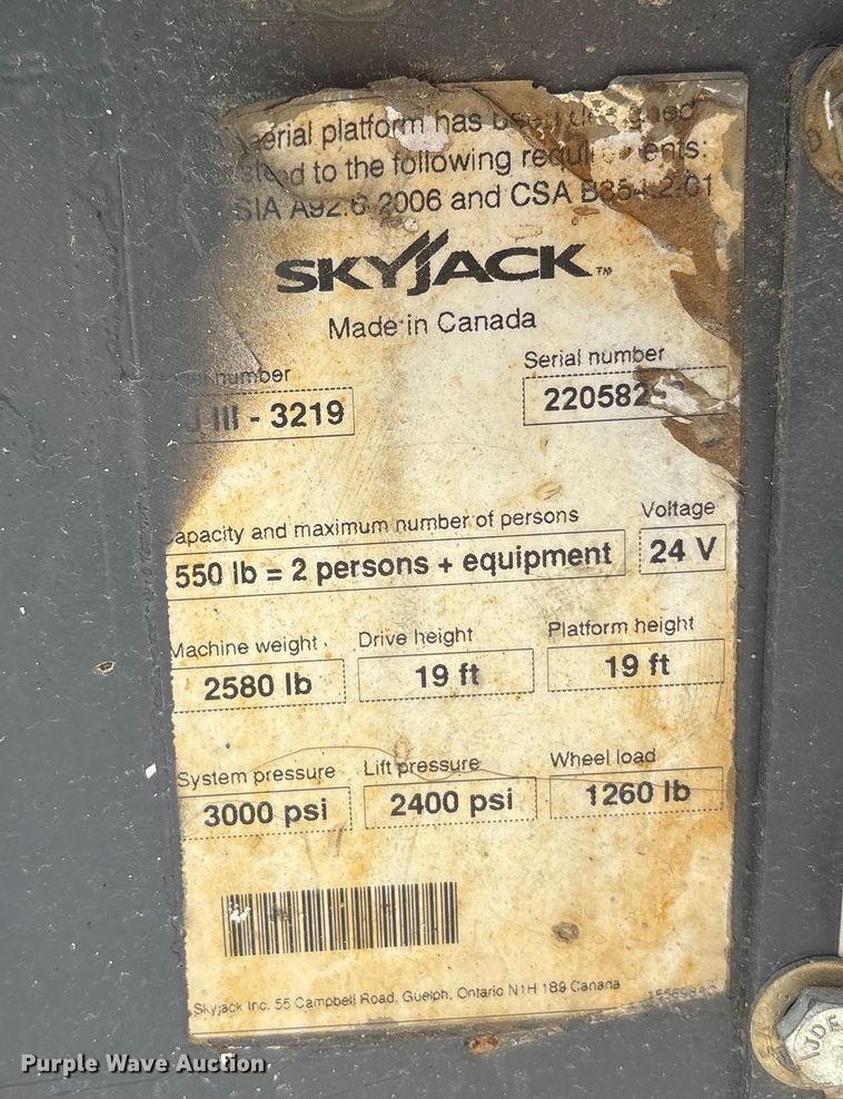 image for item EC4417 Skyjack SJIII 3219 scissor lift