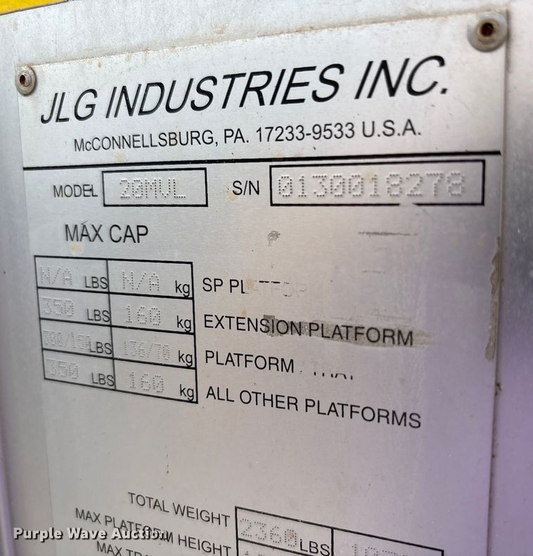 image for item EC4419 2012 JLG 20MVL vertical lift