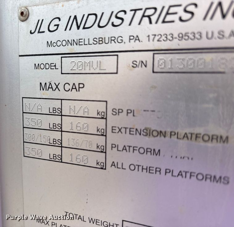 image for item EC4419 2012 JLG 20MVL vertical lift