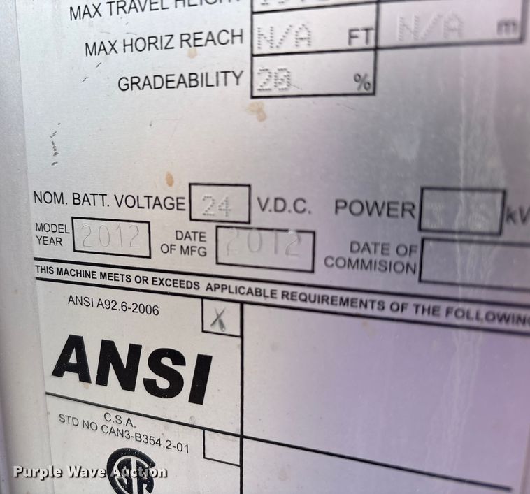 image for item EC4419 2012 JLG 20MVL vertical lift