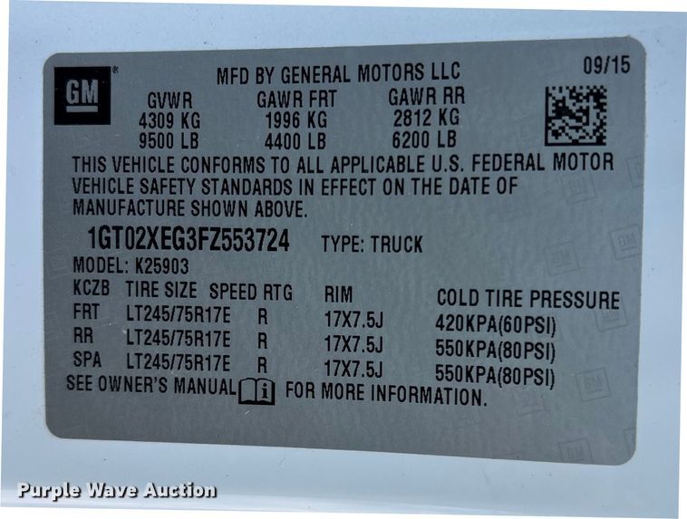 image for item ED2209 2015 GMC Sierra 2500HD pickup truck