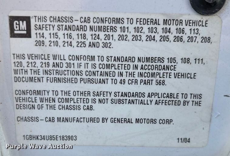 image for item ED2214 2005 Chevrolet Silverado 3500 utility bed pickup truck