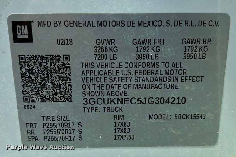 image for item ED2215 2018 Chevrolet Silverado 1500 Crew Cab pickup truck